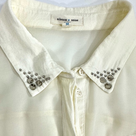 Silence+noise spike collar sheer cream blouse size M - Picture 4 of 9